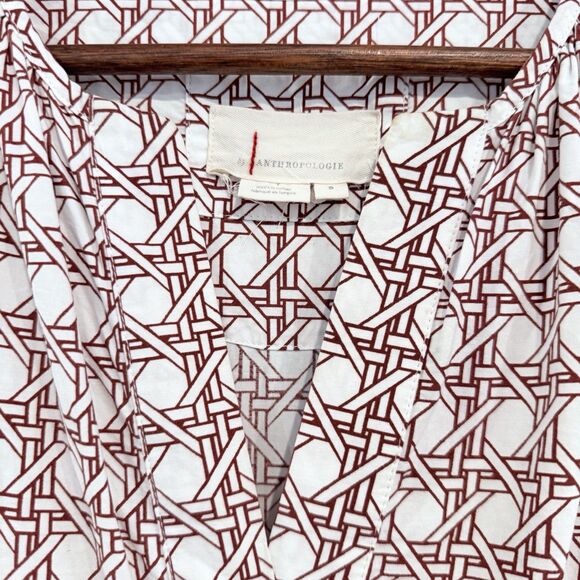 Anthropologie The Somerset Crimson Maxi Dress White Brown Size Small Tiered - Picture 6 of 8